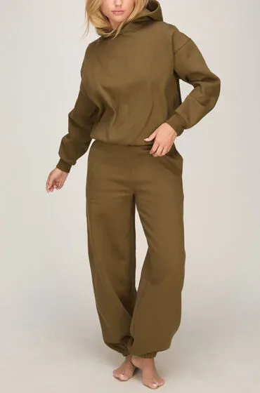 Hunkemöller Jogginghose aus Angerautem Sweat Grün