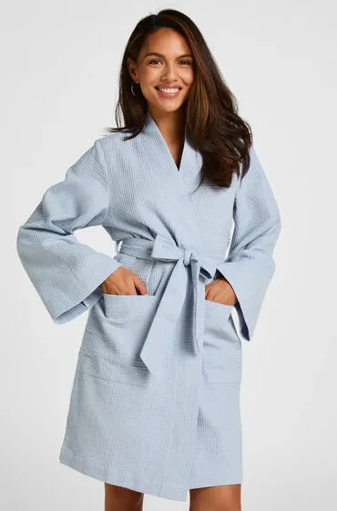 Hunkemöller Waffel-Bademantel Blau