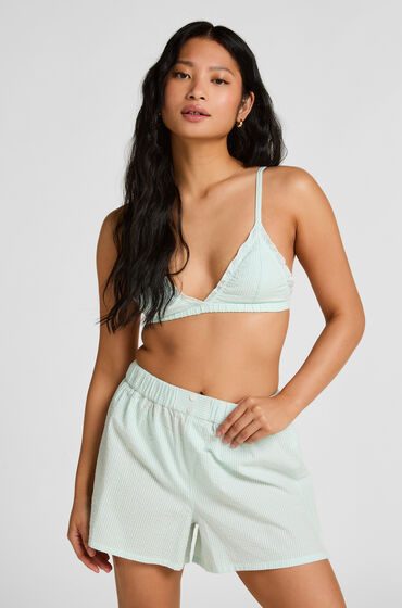 Hunkemöller Pyjama Short Seersucker Blau