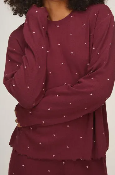 Hunkemöller Pyjama Top Loose Pointelle Lila
