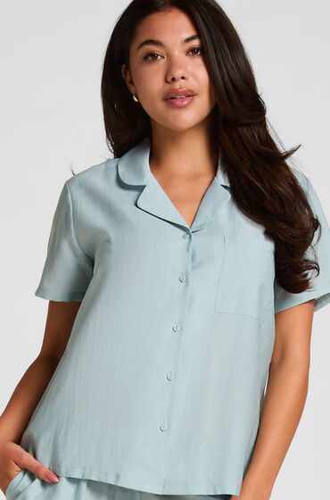 Hunkemöller Pyjama-Jacke Crinkled Blau