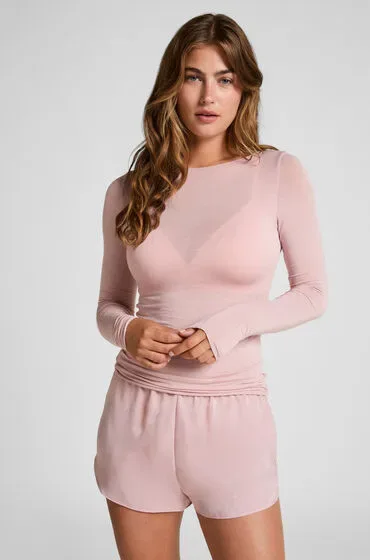 Hunkemöller Super Soft Shirt aus Kaschmir-Mix mit U-Boot-Ausschnitt Rose
