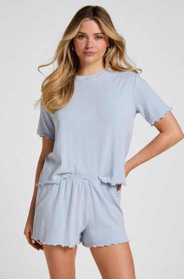 Hunkemöller Pyjama-Shorts Pointelle Blau