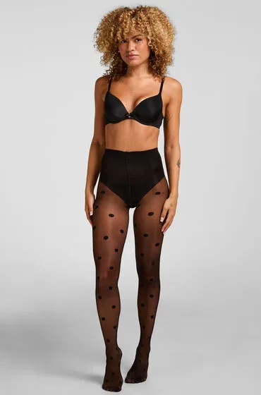 Hunkemöller Strumpfhose 15 Den Punkte Schwarz