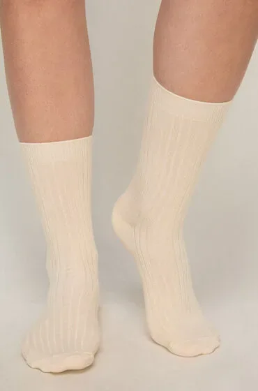 Hunkemöller Cashmere Blend Ribbed Socks Weiß