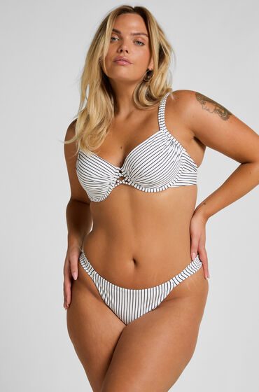 Hunkemöller Highleg Bikinihose Stripes Weiß