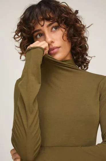 Hunkemöller Super Soft Shirt aus Kaschmir-Mix mit Rollkragen Grün