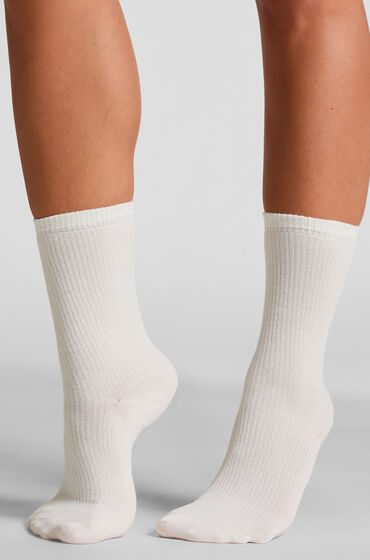 Hunkemöller Gerippte Crew-Socken aus Modal Weiß