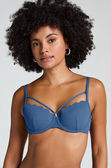 Hunkemöller Wattiertes Bügel-Bikinioberteil Scallop Blau