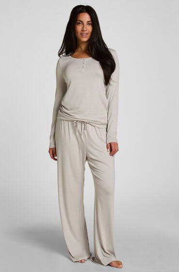 Hunkemöller Pyjamahose Gestreift Jersey Grau