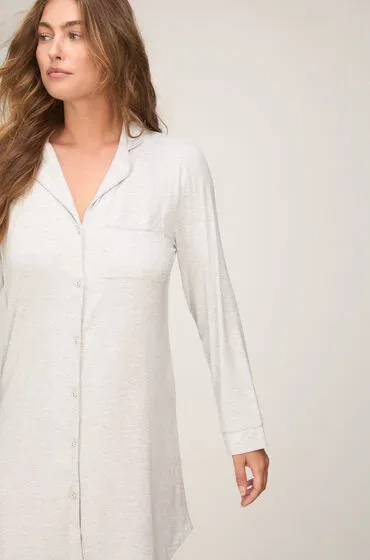 Hunkemöller Langärmeliges Jersey-Hemdkleid Essential Grau