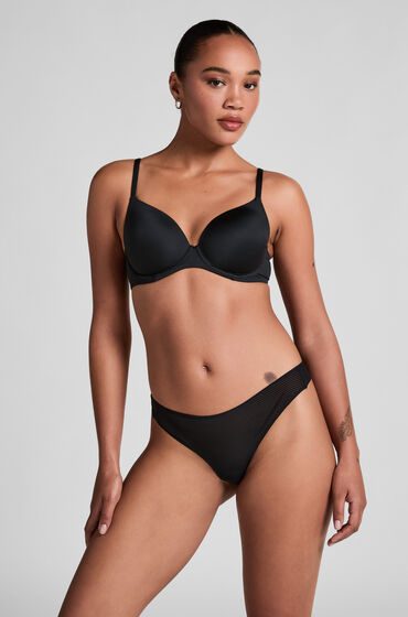 Hunkemöller Invisible String Stripe Mesh Schwarz
