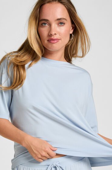 Hunkemöller Pyjama Oberteil Jersey Kurzarm Blau
