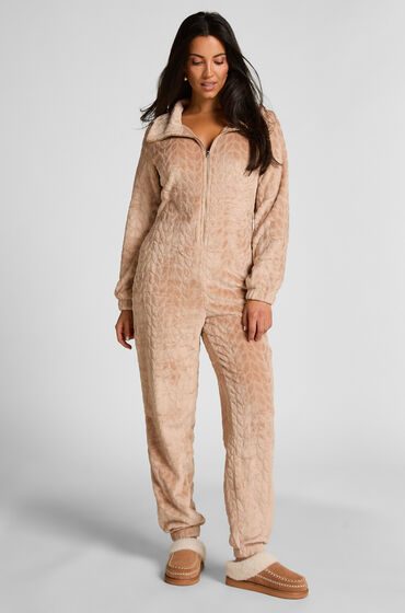 Hunkemöller Onesie Cable mit Reißverschluss Beige