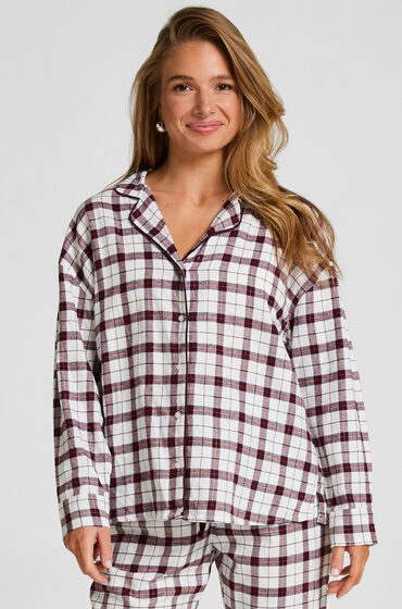 Hunkemöller Pyjamatop aus Flanell Weiß
