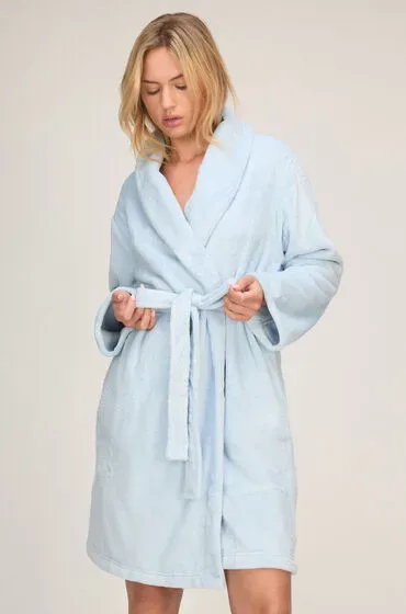 Hunkemöller Fluffy-Fleece-Bademantel Blau