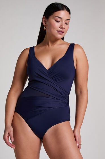 Hunkemöller Badeanzug Shaping Shell Mesh Blau