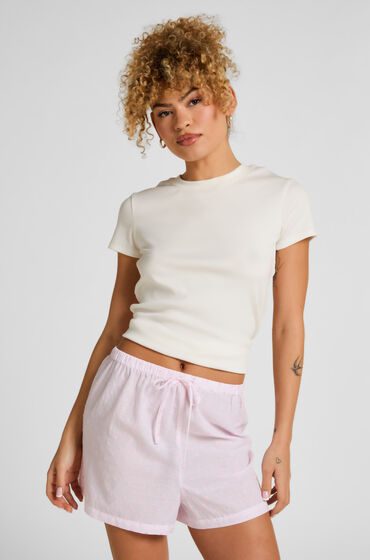 Hunkemöller Heart Pyjama Shorts - Gestreift aus Baumwolle Rose