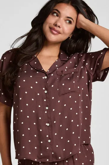 Hunkemöller Pyjama-Jacke Satin Braun