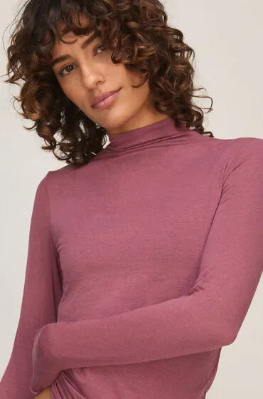 Hunkemöller Super Soft Shirt aus Kaschmir-Mix mit Rollkragen Lila