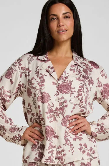 Hunkemöller Pyjama Jacke Woven Print Beige