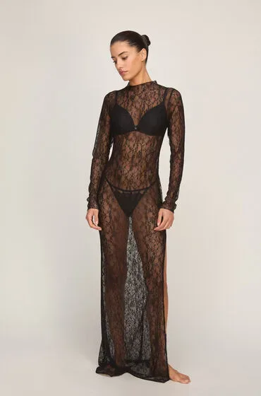 Hunkemöller Slipdress Allover Lace Schwarz
