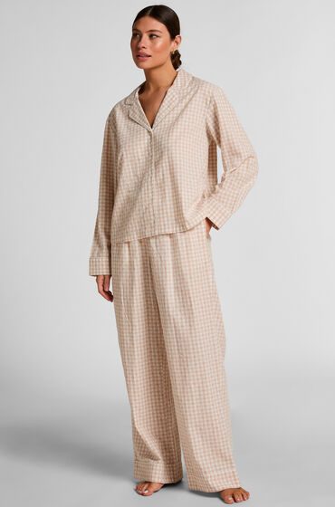 Hunkemöller Dobby Pyjamahose Gewebte Baumwolle Beige