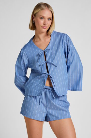 Hunkemöller Gestreifte Baumwollshorts Blau