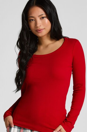 Hunkemöller Pyjama-Top Baumwolle Rot