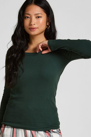 Hunkemöller Pyjama-Top Baumwolle Grün