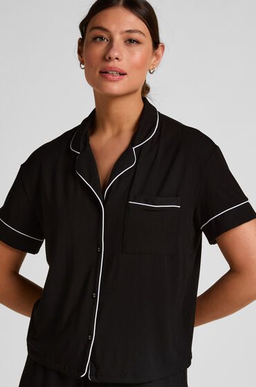 Hunkemöller - Pyjama Oberteil, für Damen, Schwarz, Größe S