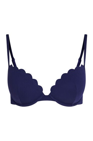Hunkemöller Vorgeformtes Push-up Bügel-Bikinitop Scallop Cup A - E Blau