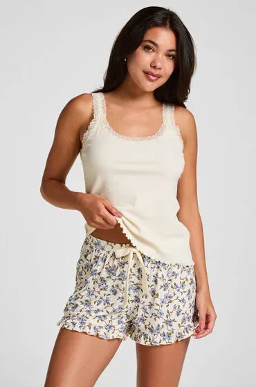 Hunkemöller Jersey-Shorts mit Rüschen Weiß