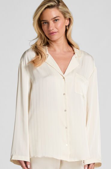 Hunkemöller Satinjacke mit Nadelstreifen Weiß