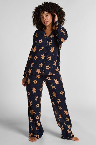 Hunkemöller Pyjama-Set Gingerbread Blau
