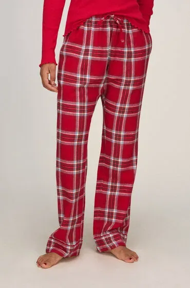 Hunkemöller Petite Pyjamahose Flanell Rot