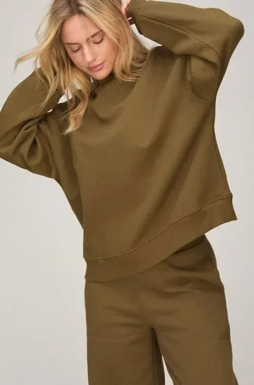 Hunkemöller Sweat mit Rundhalsausschnitt aus angerautem Sweatstoff Grün
