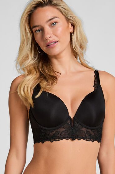 Hunkemöller Jemima Gepolsterter Longline-Push-up-BH mit Bügel Schwarz