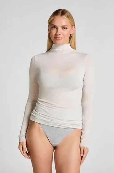 Hunkemöller Super Soft Shirt aus Kaschmir-Mix mit Rollkragen Grau