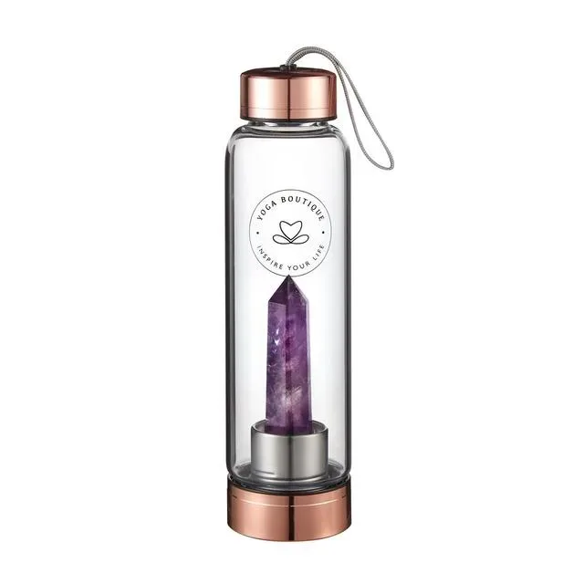 YOGA BOUTIQUE Get energized, get happy! Crystal Water Bottle Amethyst rosegold