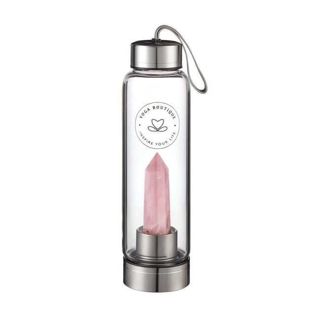 YOGA BOUTIQUE Get energized, get happy! Crystal Water Bottle Rosenquarz silber
