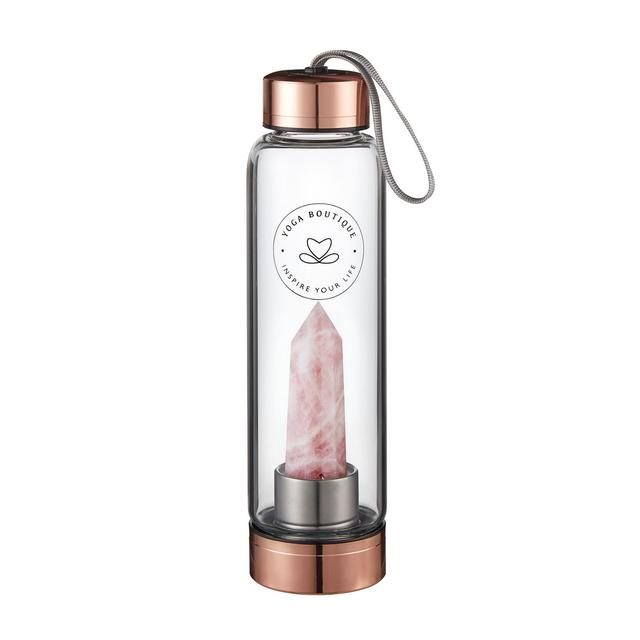 YOGA BOUTIQUE Get energized, get happy! Crystal Water Bottle Rosenquarz rosegold