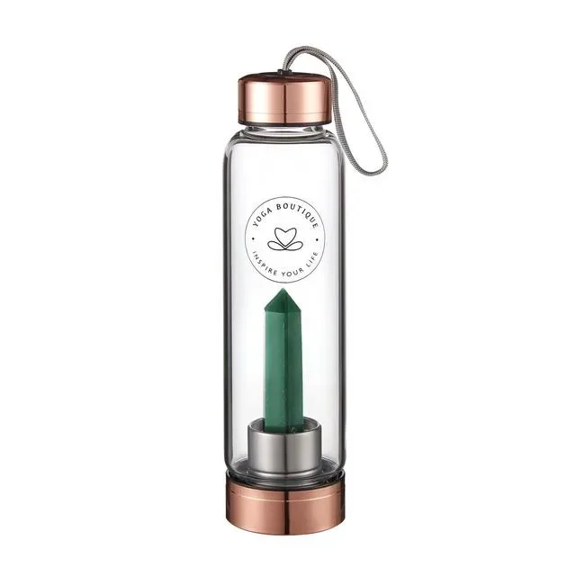 YOGA BOUTIQUE Get energized, get happy! Crystal Water Bottle Aventurin rosegold