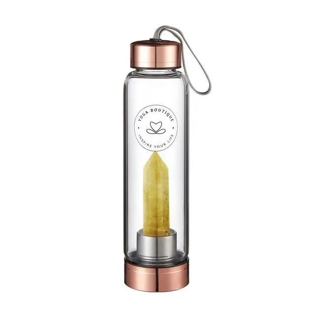 YOGA BOUTIQUE Get energized, get happy! Crystal Water Bottle Citrin rosegold