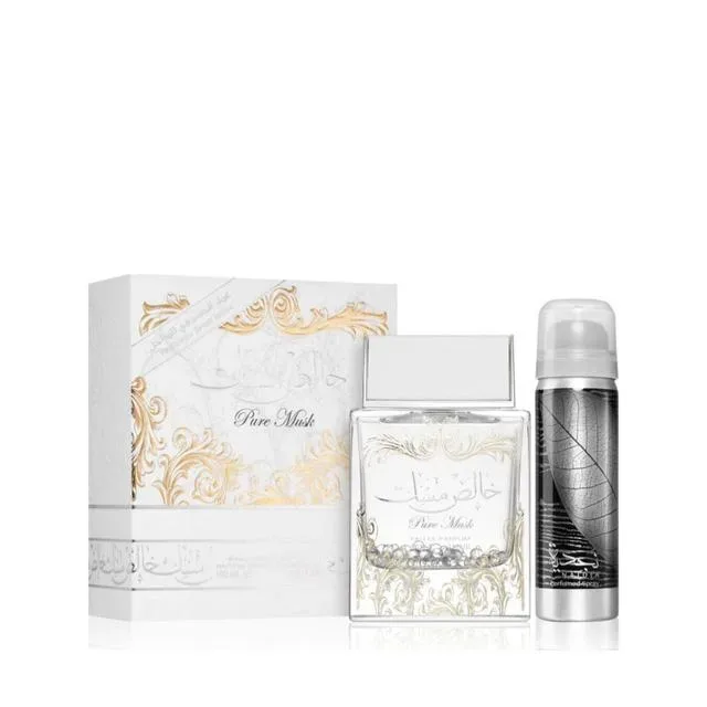 Lattafa Pure Khalis Musk Eau De Parfum Spray Plus 1.7 Deodorant 100 ml