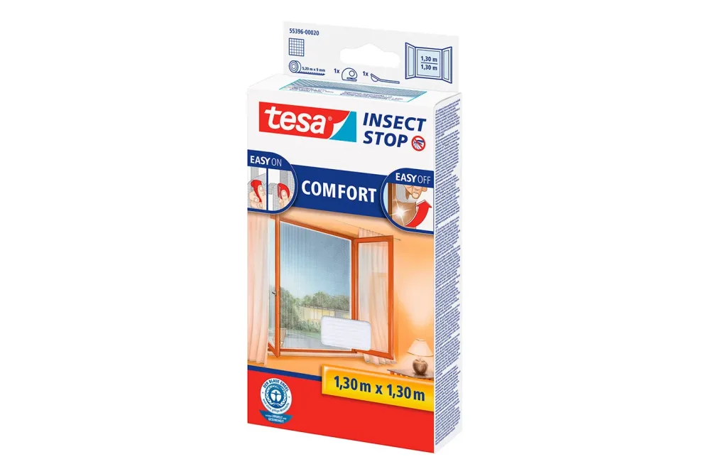 Tesa Insect Stop Fliegengitter Comfort für Fenster | 1.3 × 1.3 m