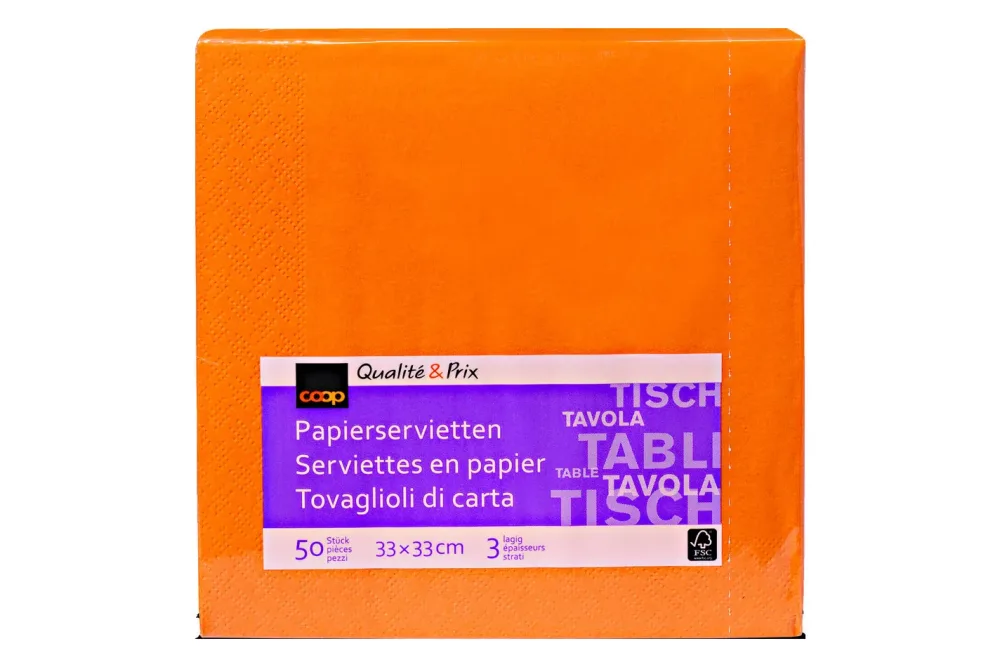 Servietten orange 33cm 50 Stück