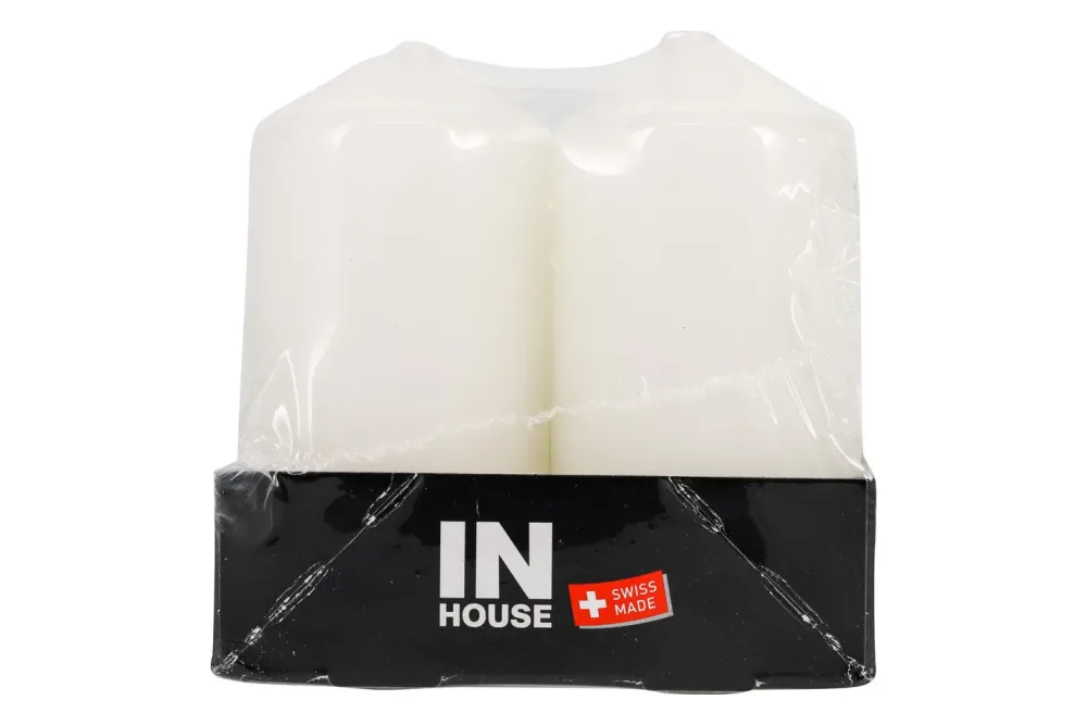 Inhouse Zylinderkerzen 40x80 weiss 4 Stück