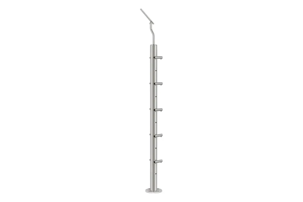 Dieda Runde Geländerstütze Edelstahl | 85 cm | 5 Rundstabhalter