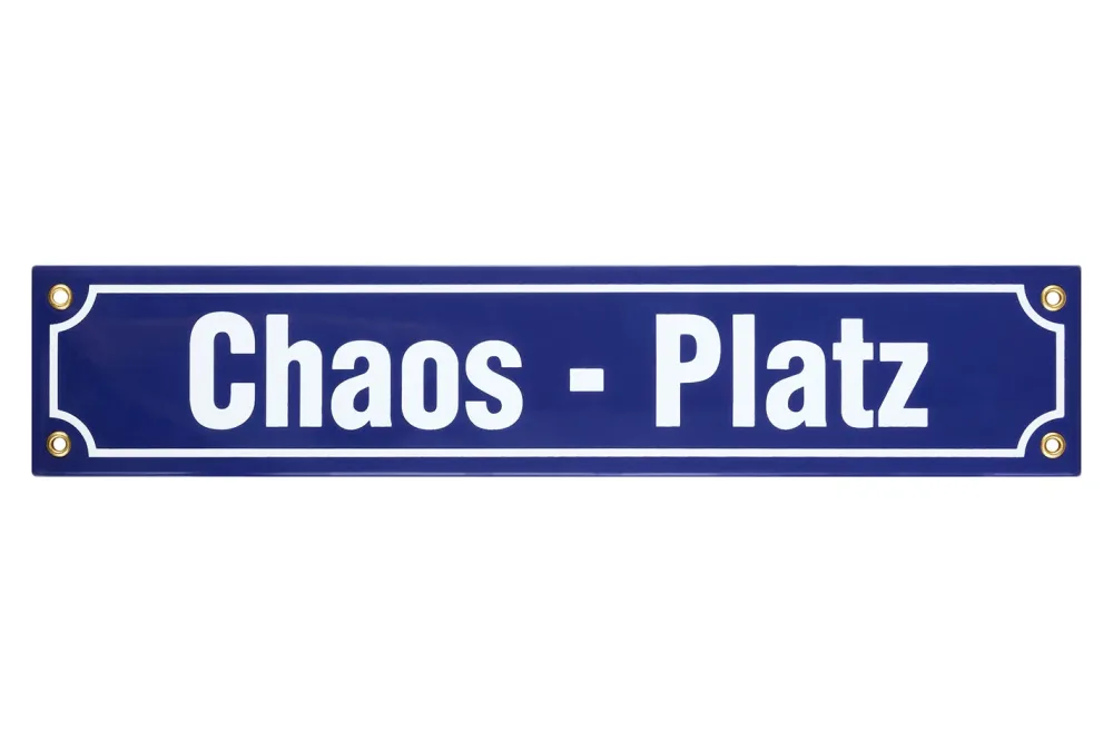 Münder Email Schild Chaosplatz | 40 × 0.5 cm